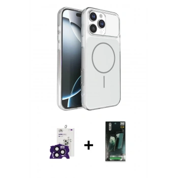 MARSİLYAN™- iPhone 16 Pro Max Kılıf Kutup Doku Serisi - Siyah 360 Mat Full Body Arka Koruyucu + Bilvis Titan Kamera Lens - SH
