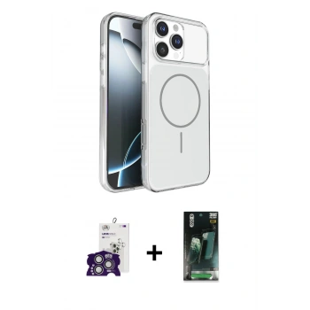 MARSİLYAN™- iPhone 16 Pro Max Kılıf Kutup Doku Serisi - Siyah 360 Mat Full Body Arka Koruyucu + Bilvis Titan Kamera Lens - GS