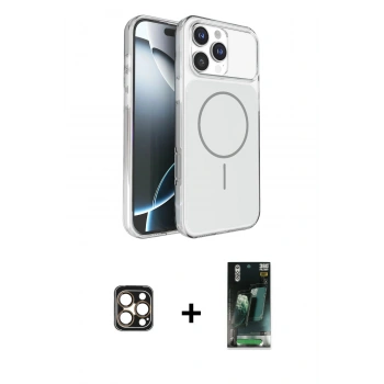 MARSİLYAN™- iPhone 16 Pro Max Kılıf Kutup Doku Serisi - Siyah 360 Mat Full Body Arka Koruyucu + PVD Metal Kamera Lens - GD