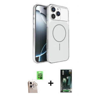 MARSİLYAN™- iPhone 16 Pro Max Kılıf Kutup Doku Serisi - Siyah 360 Mat Full Body Arka Koruyucu + Raze Metal Kamera Lens - NLGY