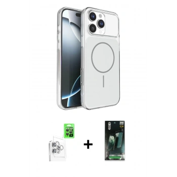 MARSİLYAN™- iPhone 16 Pro Max Kılıf Kutup Doku Serisi - Siyah 360 Mat Full Body Arka Koruyucu + Raze Metal Kamera Lens - BZ