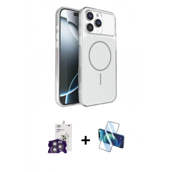 MARSİLYAN™- iPhone 16 Pro Max Kılıf Kutup Doku Serisi - Siyah 3D Antistatik Cam Ekran Koruyucu + Bilvis Titan Kamera Lens - GS