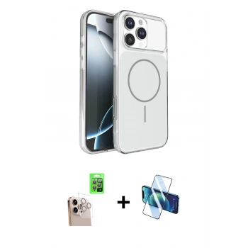 MARSİLYAN™- iPhone 16 Pro Max Kılıf Kutup Doku Serisi - Siyah 3D Antistatik Cam Ekran Koruyucu + Raze Metal Kamera Lens - NLGY