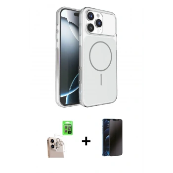 MARSİLYAN™- iPhone 16 Pro Max Kılıf Kutup Doku Serisi - Siyah 3D Antistatik Hayalet Cam Ekran Koruyucu + Raze Metal Kamera Lens - NLGY