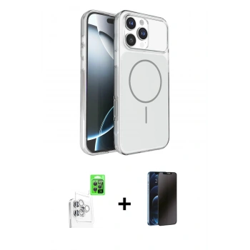 MARSİLYAN™- iPhone 16 Pro Max Kılıf Kutup Doku Serisi - Siyah 3D Antistatik Hayalet Cam Ekran Koruyucu + Raze Metal Kamera Lens - BZ