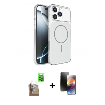 MARSİLYAN™- iPhone 16 Pro Max Kılıf Kutup Doku Serisi - Siyah 3D Antistatik Mat Seramik Nano Ekran Koruyucu + Raze Metal Kamera Lens - CLTM