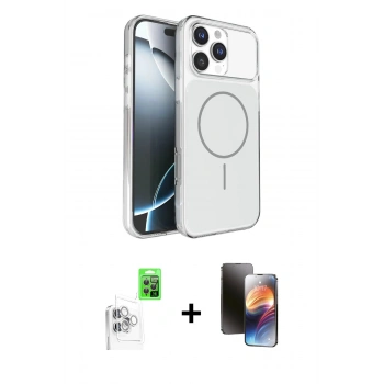 MARSİLYAN™- iPhone 16 Pro Max Kılıf Kutup Doku Serisi - Siyah 3D Antistatik Mat Seramik Nano Ekran Koruyucu + Raze Metal Kamera Lens - BZ