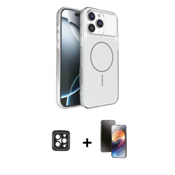 MARSİLYAN™- iPhone 16 Pro Max Kılıf Kutup Doku Serisi - Siyah 3D Antistatik Mat Seramik Nano Ekran Koruyucu + PVD Metal Kamera Lens - SH