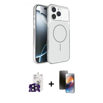 MARSİLYAN™- iPhone 16 Pro Max Kılıf Kutup Doku Serisi - Siyah 3D Antistatik Mat Seramik Nano Ekran Koruyucu + Bilvis Titan Kamera Lens - SH