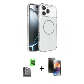 MARSİLYAN™- iPhone 16 Pro Max Kılıf Kutup Doku Serisi - Siyah 3D Antistatik Mat Seramik Nano Ekran Koruyucu + Raze Metal Kamera Lens - SH