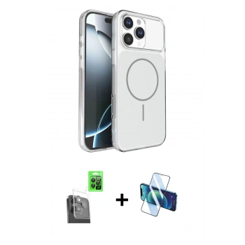 MARSİLYAN™- iPhone 16 Pro Max Kılıf Kutup Doku Serisi - Siyah 3D Antistatik Seramik Nano Ekran Koruyucu + Raze Metal Kamera Lens - SH