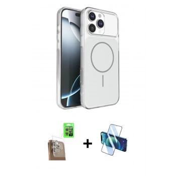 MARSİLYAN™- iPhone 16 Pro Max Kılıf Kutup Doku Serisi - Siyah 3D Antistatik Seramik Nano Ekran Koruyucu + Raze Metal Kamera Lens - CLTM
