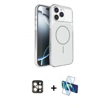 MARSİLYAN™- iPhone 16 Pro Max Kılıf Kutup Doku Serisi - Siyah 3D Antistatik Seramik Nano Ekran Koruyucu + PVD Metal Kamera Lens - GD