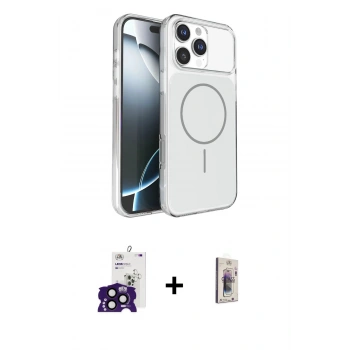 MARSİLYAN™- iPhone 16 Pro Max Kılıf Kutup Doku Serisi - Siyah Bilvis 3D Cam Ekran Koruyucu + Bilvis Titan Kamera Lens - SH