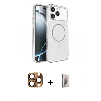 MARSİLYAN™- iPhone 16 Pro Max Kılıf Kutup Doku Serisi - Siyah Bilvis 3D Cam Ekran Koruyucu + Pers Alüminyum Kamera Lens - CLTM