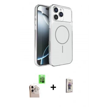 MARSİLYAN™- iPhone 16 Pro Max Kılıf Kutup Doku Serisi - Siyah Bilvis 3D Cam Ekran Koruyucu + Raze Metal Kamera Lens - NLGY