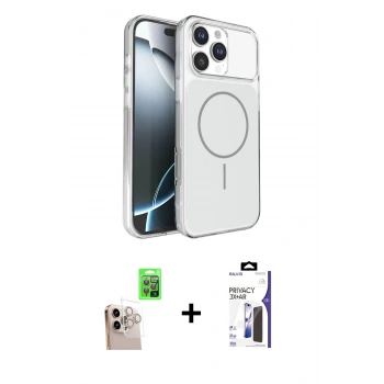 MARSİLYAN™- iPhone 16 Pro Max Kılıf Kutup Doku Serisi - Siyah Bilvis 3X AR Hayalet Cam Ekran Koruyucu + Raze Metal Kamera Lens - NLGY