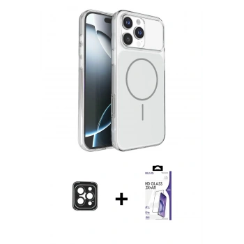 MARSİLYAN™- iPhone 16 Pro Max Kılıf Kutup Doku Serisi - Siyah Bilvis 3X AR HD Cam Ekran Koruyucu + PVD Metal Kamera Lens - SH