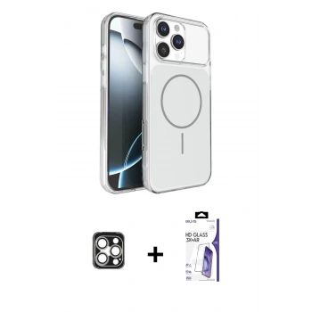 MARSİLYAN™- iPhone 16 Pro Max Kılıf Kutup Doku Serisi - Siyah Bilvis 3X AR HD Cam Ekran Koruyucu + PVD Metal Kamera Lens - GS
