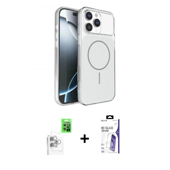 MARSİLYAN™- iPhone 16 Pro Max Kılıf Kutup Doku Serisi - Siyah Bilvis 3X AR HD Cam Ekran Koruyucu + Raze Metal Kamera Lens - BZ