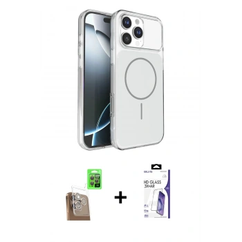 MARSİLYAN™- iPhone 16 Pro Max Kılıf Kutup Doku Serisi - Siyah Bilvis 3X AR HD Cam Ekran Koruyucu + Raze Metal Kamera Lens - CLTM