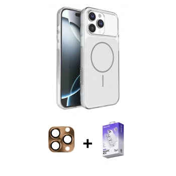 MARSİLYAN™- iPhone 16 Pro Max Kılıf Kutup Doku Serisi - Siyah Bilvis 5in1 3D Magic Cam Ekran Koruyucu + Pers Alüminyum Kamera Lens - CLTM