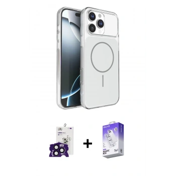 MARSİLYAN™- iPhone 16 Pro Max Kılıf Kutup Doku Serisi - Siyah Bilvis 5in1 3D Magic Cam Ekran Koruyucu + Bilvis Titan Kamera Lens - SH