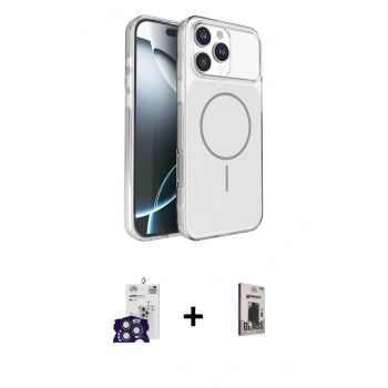 MARSİLYAN™- iPhone 16 Pro Max Kılıf Kutup Doku Serisi - Siyah Bilvis Hayalet Cam Ekran Koruyucu + Bilvis Titan Kamera Lens - TMGI