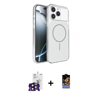 MARSİLYAN™- iPhone 16 Pro Max Kılıf Kutup Doku Serisi - Siyah Buffer Hayalet Cam Ekran Koruyucu + Bilvis Titan Kamera Lens - SH