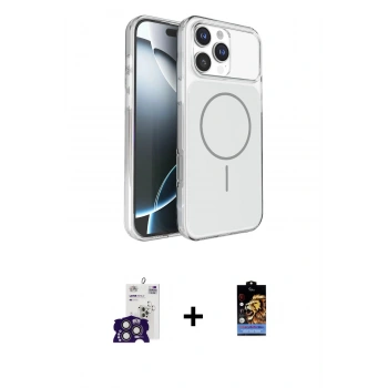 MARSİLYAN™- iPhone 16 Pro Max Kılıf Kutup Doku Serisi - Siyah Buffer Hayalet Cam Ekran Koruyucu + Bilvis Titan Kamera Lens - TMGI