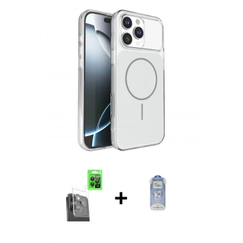 MARSİLYAN™- iPhone 16 Pro Max Kılıf Kutup Doku Serisi - Siyah Joko Magic 5D Cam + Raze Metal Kamera Lens - SH