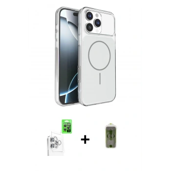 MARSİLYAN™- iPhone 16 Pro Max Kılıf Kutup Doku Serisi - Siyah Joko Magic 5D Hayalet Cam + Raze Metal Kamera Lens - BZ