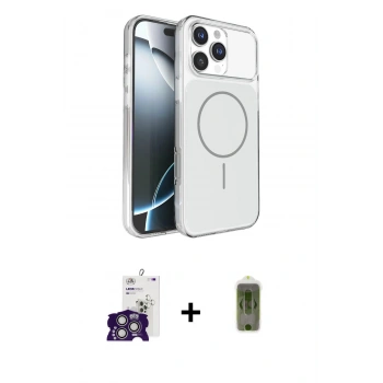 MARSİLYAN™- iPhone 16 Pro Max Kılıf Kutup Doku Serisi - Siyah Joko Magic 5D Hayalet Cam + Bilvis Titan Kamera Lens - GS