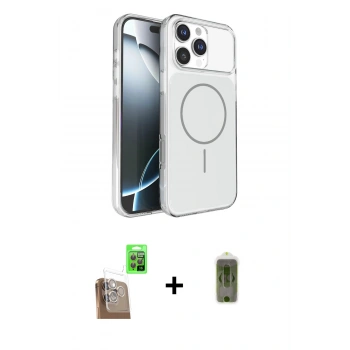 MARSİLYAN™- iPhone 16 Pro Max Kılıf Kutup Doku Serisi - Siyah Joko Magic 5D Hayalet Cam + Raze Metal Kamera Lens - CLTM
