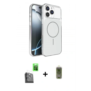 MARSİLYAN™- iPhone 16 Pro Max Kılıf Kutup Doku Serisi - Siyah Joko Magic 5D Hayalet Cam + Raze Metal Kamera Lens - SH