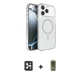 MARSİLYAN™- iPhone 16 Pro Max Kılıf Kutup Doku Serisi - Siyah Joko Magic 5D Hayalet Cam + PVD Metal Kamera Lens - SH