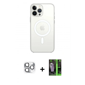 MARSİLYAN™- iPhone 16 Pro Max Kılıf Kutup Klasik Serisi - Şeffaf 360 Full Body Arka Koruyucu + Pers Alüminyum Kamera Lens - GS