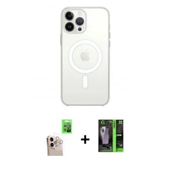MARSİLYAN™- iPhone 16 Pro Max Kılıf Kutup Klasik Serisi - Şeffaf 360 Full Body Arka Koruyucu + Raze Metal Kamera Lens - NLGY