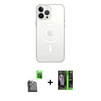 MARSİLYAN™- iPhone 16 Pro Max Kılıf Kutup Klasik Serisi - Şeffaf 360 Full Body Arka Koruyucu + Raze Metal Kamera Lens - SH