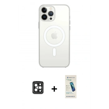 MARSİLYAN™- iPhone 16 Pro Max Kılıf Kutup Klasik Serisi - Şeffaf Pasifik Cam Ekran Koruyucu + PVD Metal Kamera Lens - SH
