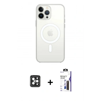 MARSİLYAN™- iPhone 16 Pro Max Kılıf Kutup Klasik Serisi - Siyah Bilvis 3X AR Hayalet Cam Ekran Koruyucu + PVD Metal Kamera Lens - SH