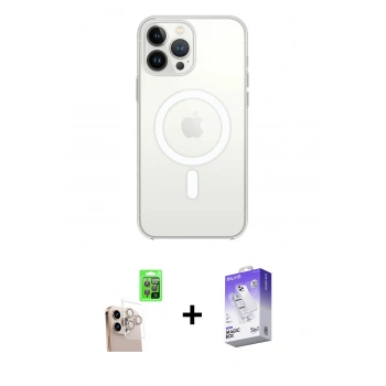 MARSİLYAN™- iPhone 16 Pro Max Kılıf Kutup Klasik Serisi - Siyah Bilvis 5in1 3D Magic Cam Ekran Koruyucu + Raze Metal Kamera Lens - NLGY