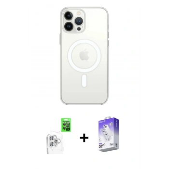MARSİLYAN™- iPhone 16 Pro Max Kılıf Kutup Klasik Serisi - Siyah Bilvis 5in1 3D Magic Cam Ekran Koruyucu + Raze Metal Kamera Lens - BZ