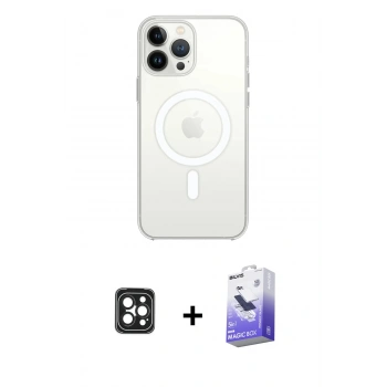 MARSİLYAN™- iPhone 16 Pro Max Kılıf Kutup Klasik Serisi - Siyah Bilvis 5in1 5D Magic Hayalet Cam Ekran Koruyucu + PVD Metal Kamera Lens - SH