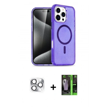 MARSİLYAN™- iPhone 16 Pro Max Kılıf Nova Asil Prime - Şeffaf 360 Full Body Arka Koruyucu + Pers Alüminyum Kamera Lens - GS