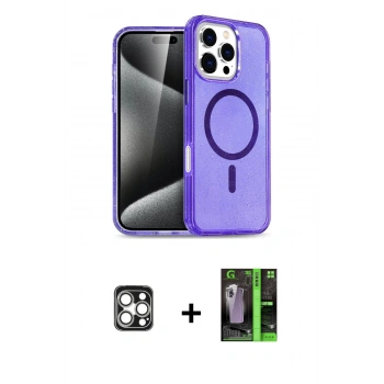 MARSİLYAN™- iPhone 16 Pro Max Kılıf Nova Asil Prime - Şeffaf 360 Full Body Arka Koruyucu + PVD Metal Kamera Lens - GS