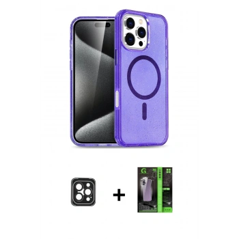 MARSİLYAN™- iPhone 16 Pro Max Kılıf Nova Asil Prime - Şeffaf 360 Full Body Arka Koruyucu + PVD Metal Kamera Lens - SH