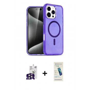 MARSİLYAN™- iPhone 16 Pro Max Kılıf Nova Asil Prime - Şeffaf Pasifik Cam Ekran Koruyucu + Bilvis Titan Kamera Lens - TMGI
