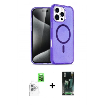 MARSİLYAN™- iPhone 16 Pro Max Kılıf Nova Asil Prime - Siyah 360 Mat Full Body Arka Koruyucu + Raze Metal Kamera Lens - BZ