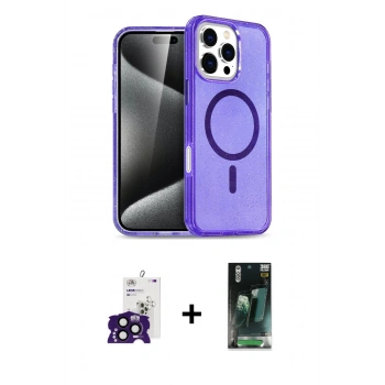 MARSİLYAN™- iPhone 16 Pro Max Kılıf Nova Asil Prime - Siyah 360 Mat Full Body Arka Koruyucu + Bilvis Titan Kamera Lens - SH